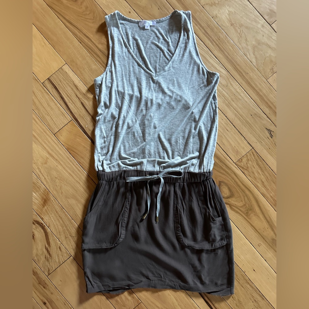 DREW Gray Cinch Waist Mini Dress